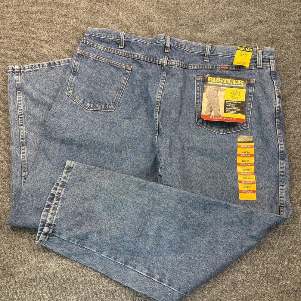 New Rustler Regular Fit Straight Leg Blue Denim Jeans Size 48x30 87619SW